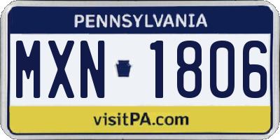 PA license plate MXN1806