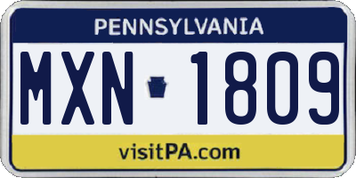 PA license plate MXN1809