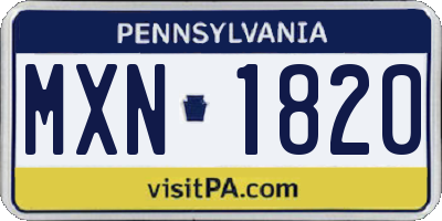PA license plate MXN1820