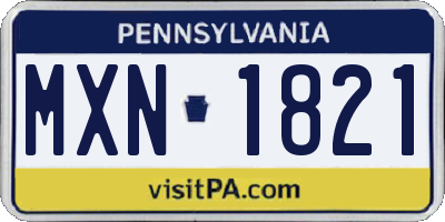 PA license plate MXN1821