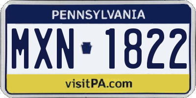PA license plate MXN1822
