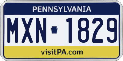PA license plate MXN1829