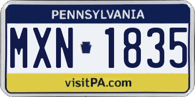 PA license plate MXN1835