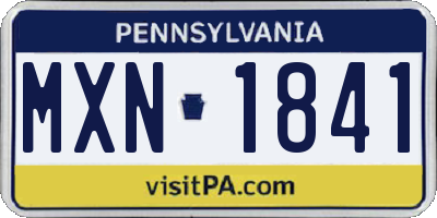 PA license plate MXN1841