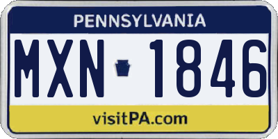 PA license plate MXN1846