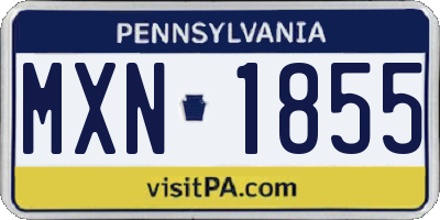 PA license plate MXN1855