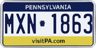 PA license plate MXN1863