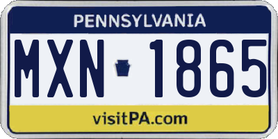 PA license plate MXN1865