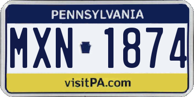 PA license plate MXN1874