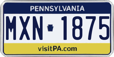PA license plate MXN1875