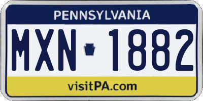 PA license plate MXN1882