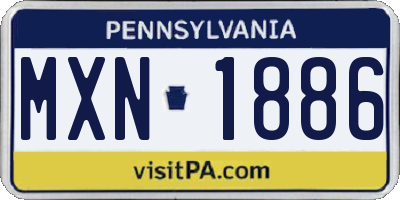 PA license plate MXN1886