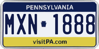 PA license plate MXN1888
