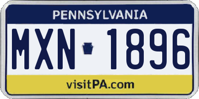 PA license plate MXN1896