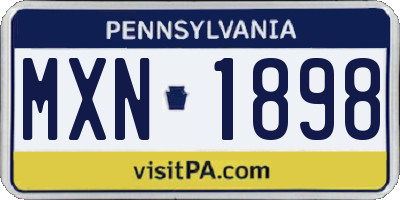 PA license plate MXN1898