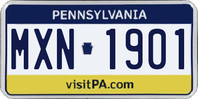 PA license plate MXN1901