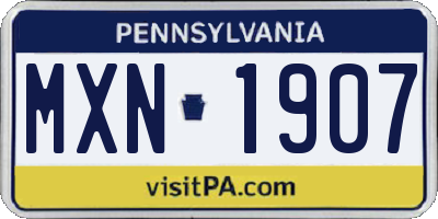 PA license plate MXN1907