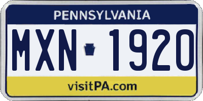 PA license plate MXN1920