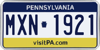 PA license plate MXN1921