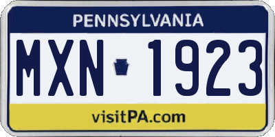 PA license plate MXN1923