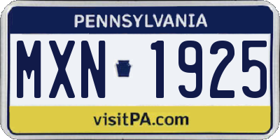 PA license plate MXN1925