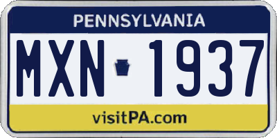 PA license plate MXN1937