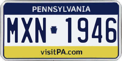 PA license plate MXN1946