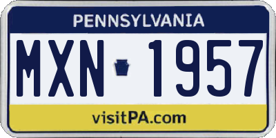 PA license plate MXN1957
