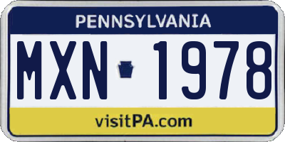 PA license plate MXN1978