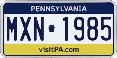 PA license plate MXN1985