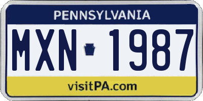 PA license plate MXN1987