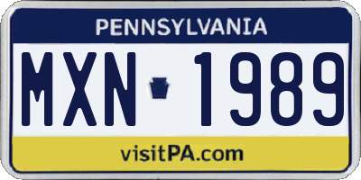 PA license plate MXN1989