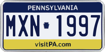 PA license plate MXN1997