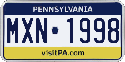 PA license plate MXN1998