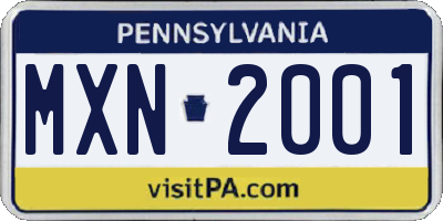 PA license plate MXN2001