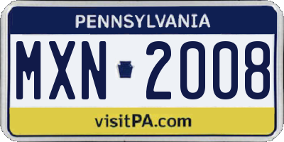 PA license plate MXN2008