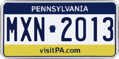PA license plate MXN2013