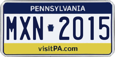 PA license plate MXN2015
