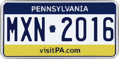 PA license plate MXN2016