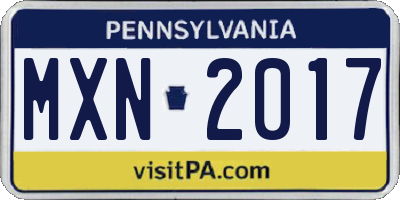 PA license plate MXN2017