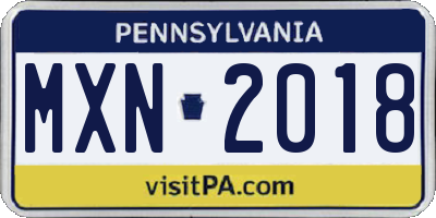 PA license plate MXN2018