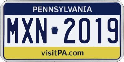 PA license plate MXN2019