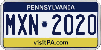 PA license plate MXN2020
