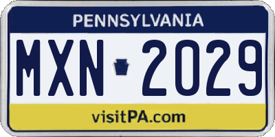 PA license plate MXN2029