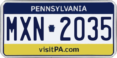 PA license plate MXN2035