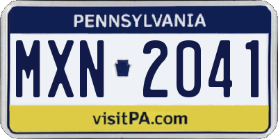 PA license plate MXN2041