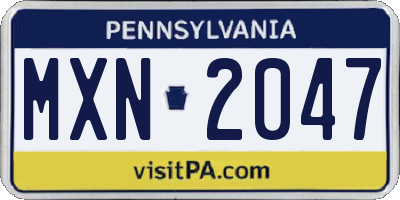PA license plate MXN2047