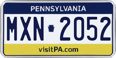 PA license plate MXN2052
