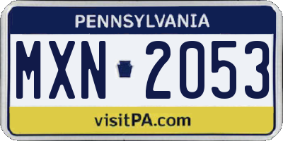 PA license plate MXN2053