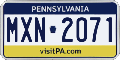 PA license plate MXN2071